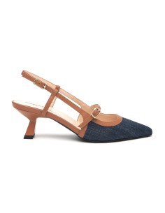 Nero Giardini slingback in tessuto e pelle